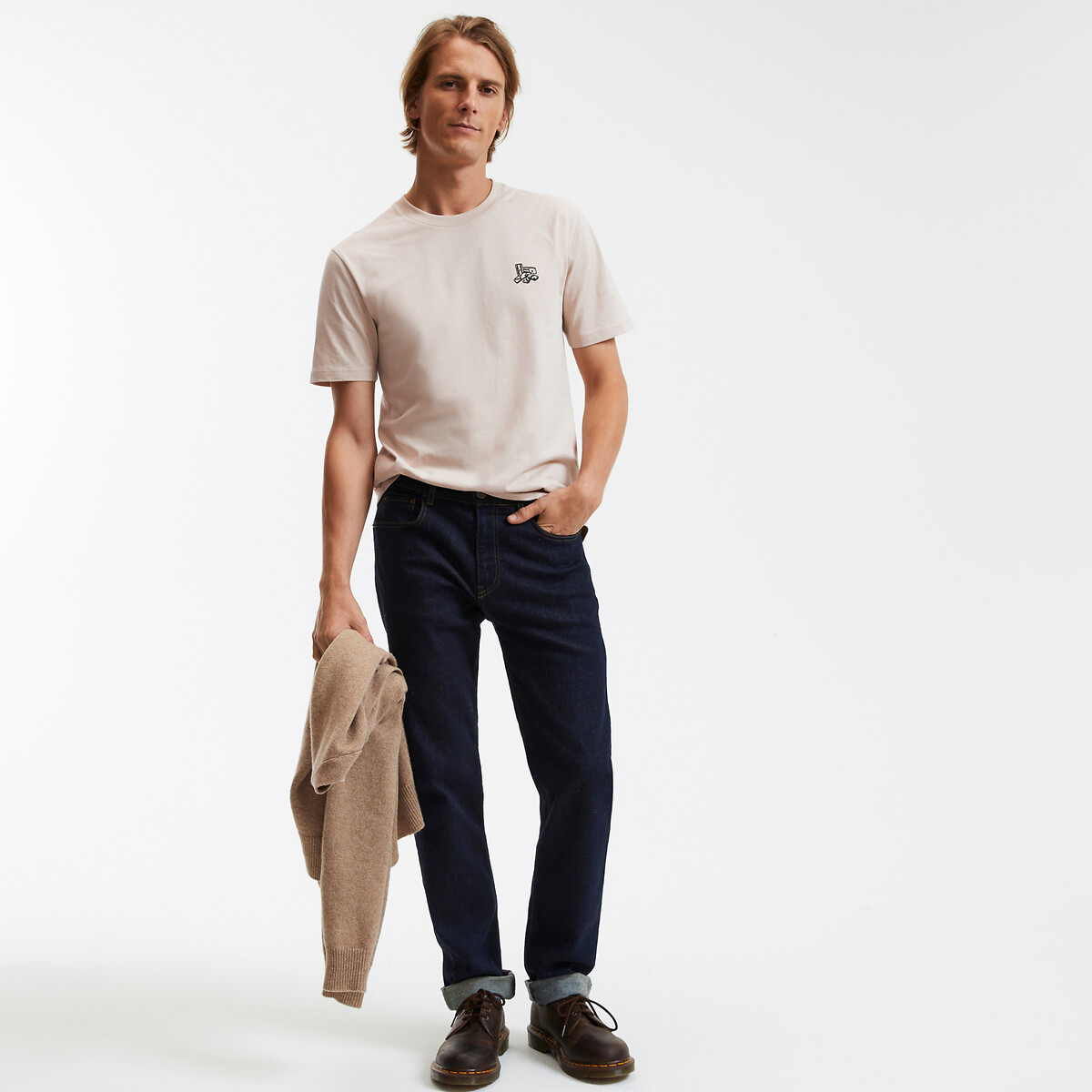 COLEÇÃO LA REDOUTE<br>Camiseta com motivo bordado, gola redonda e mangas curtas