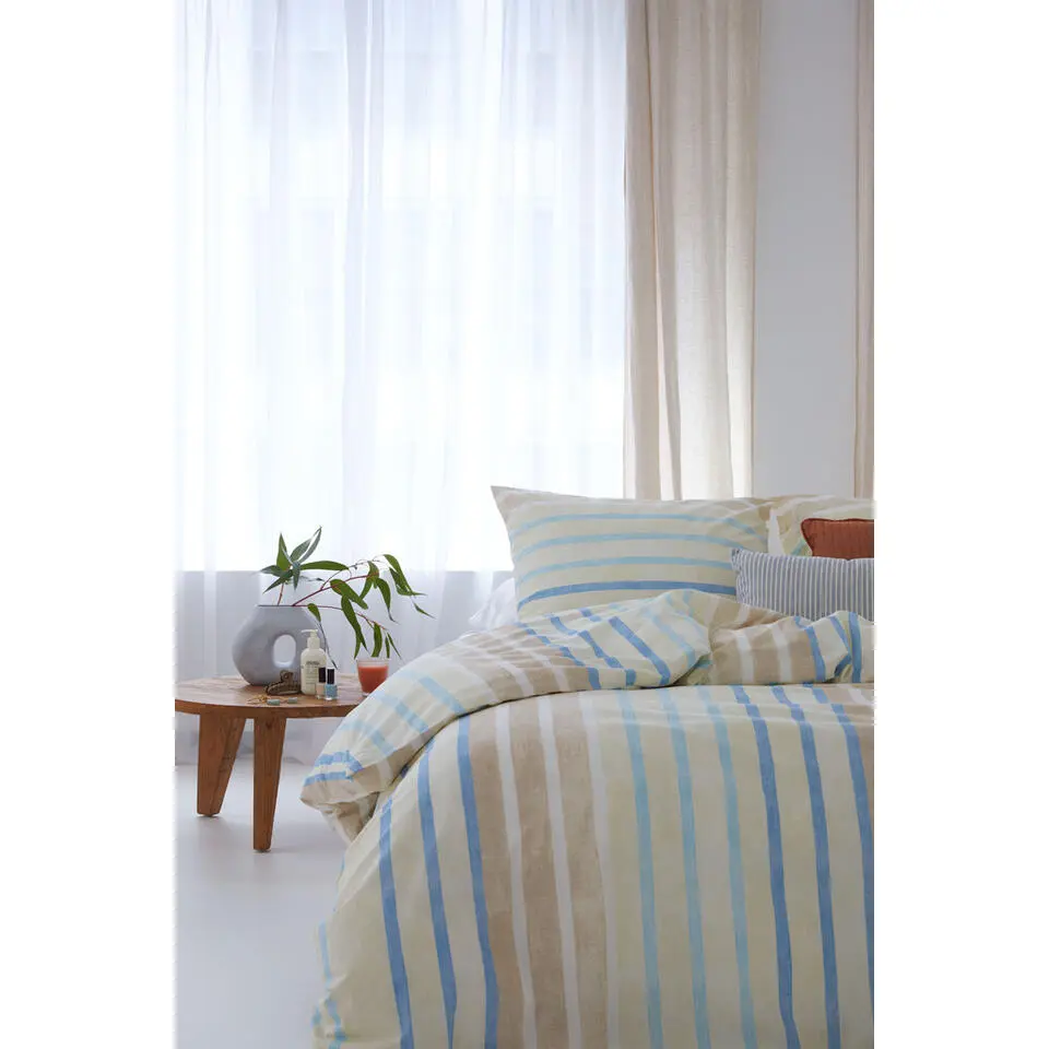 Walra - Dekbedovertrek Natural Stripes - 240x220 cm - Jade