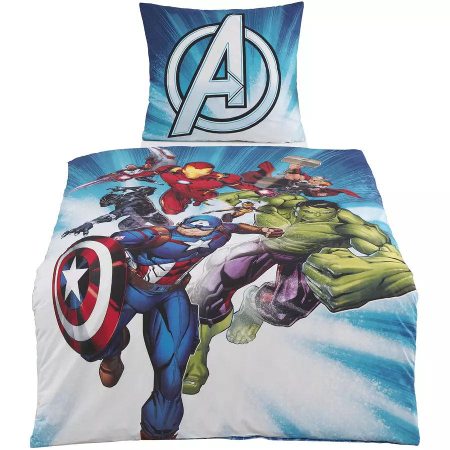 MTOnlinehandel Bettwäsche Kinder-Bettwäsche, 80x80 + 135x200 Marvel Avengers