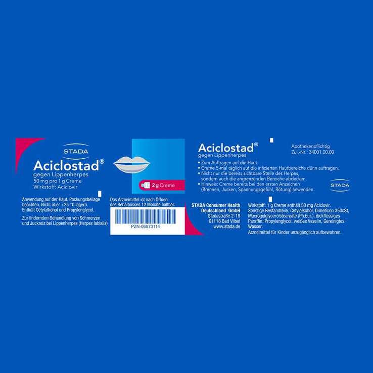 Aciclostad Creme gegen Lippenherpes, 2 g