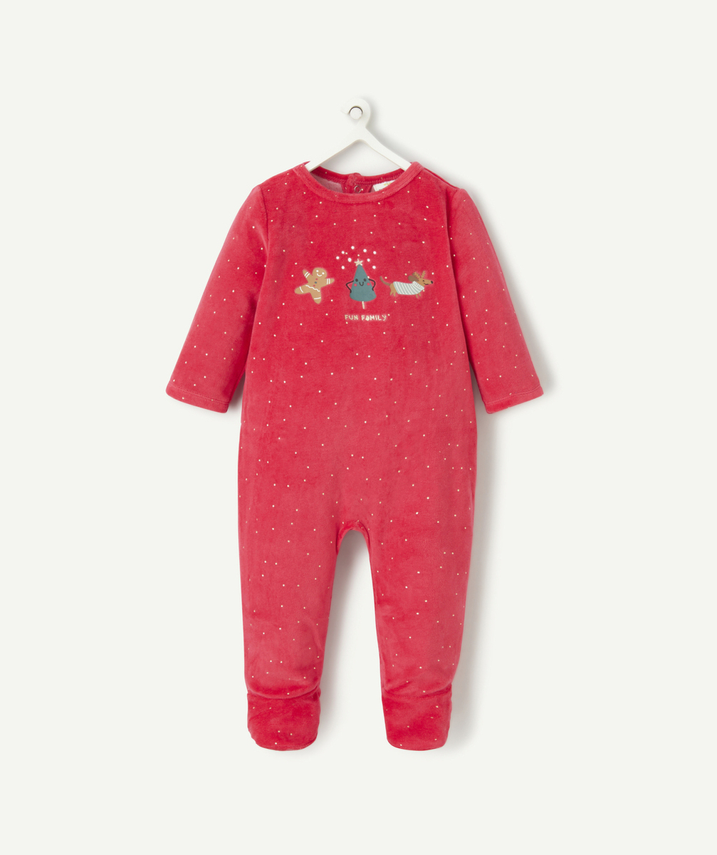 DORS BIEN DE NOËL EN FIBRES RECYCLÉES ET VELOURS ROUGE AVEC MOTIFS