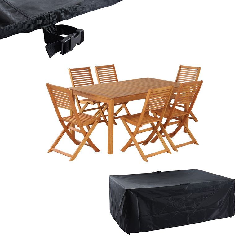 Ensemble repas de jardin sarno 6 places en bois d'eucalyptus fsc 160 cm avec housse de protection