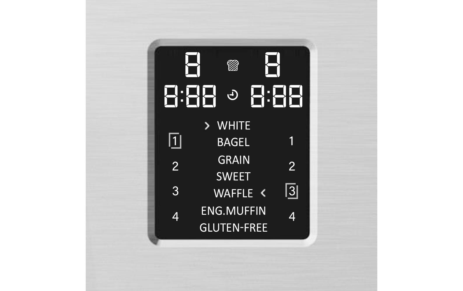 Toaster Digital 4S Silber<br>4-Scheiben-Toaster mit Brötchenaufsatz
