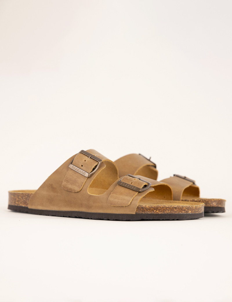 PLAKTON MULES HOMME DOUBLE BRIDE BEIGE