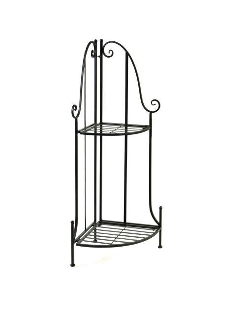 Mega Collections Hoek Etagere 2-Laags - Etageres - 43x30x97 cm Zwart