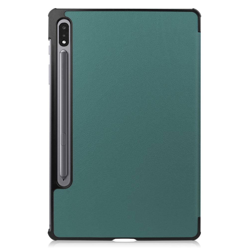 Samsung Galaxy Tab S10  Plus Flipcase Hülle Ledertasche mit Aufstellfunktion Litchi Look   S-Pen Halterung - Dunkelgrün