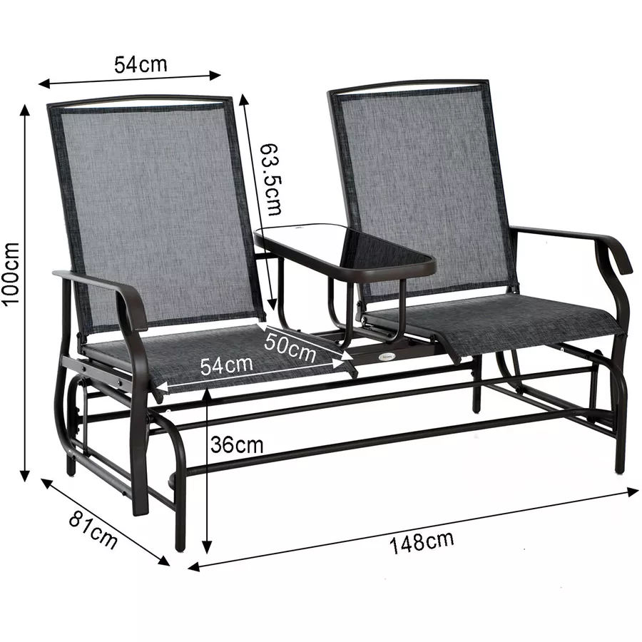 Outsunny Gartenbank mit Tisch grau, braun