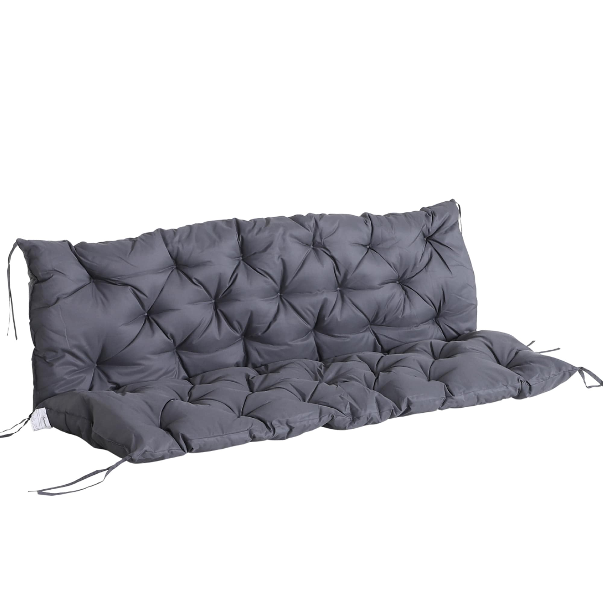 Outsunny Bankauflage mit Befestigungsbändern grau 98L x 150B x 8T cm
