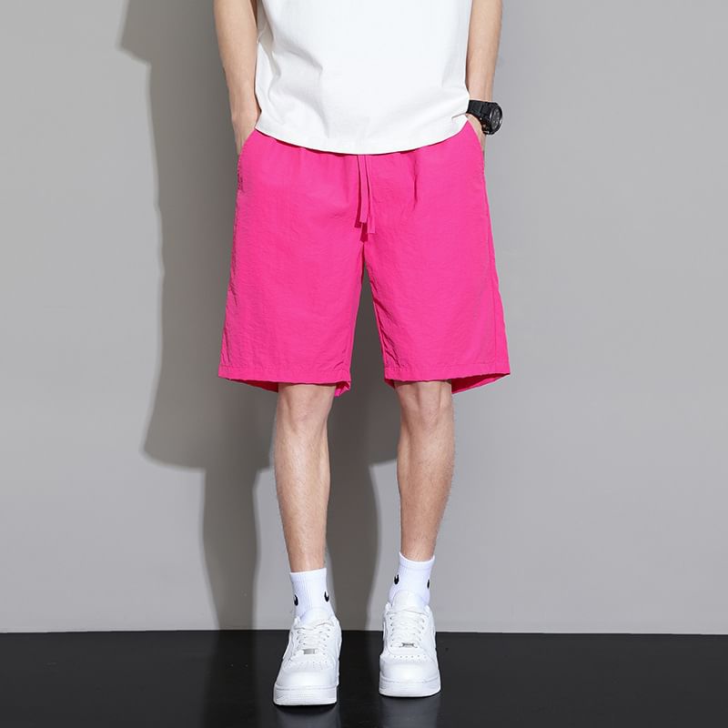 Lefitt - Mid Rise Plain Wide Leg Shorts