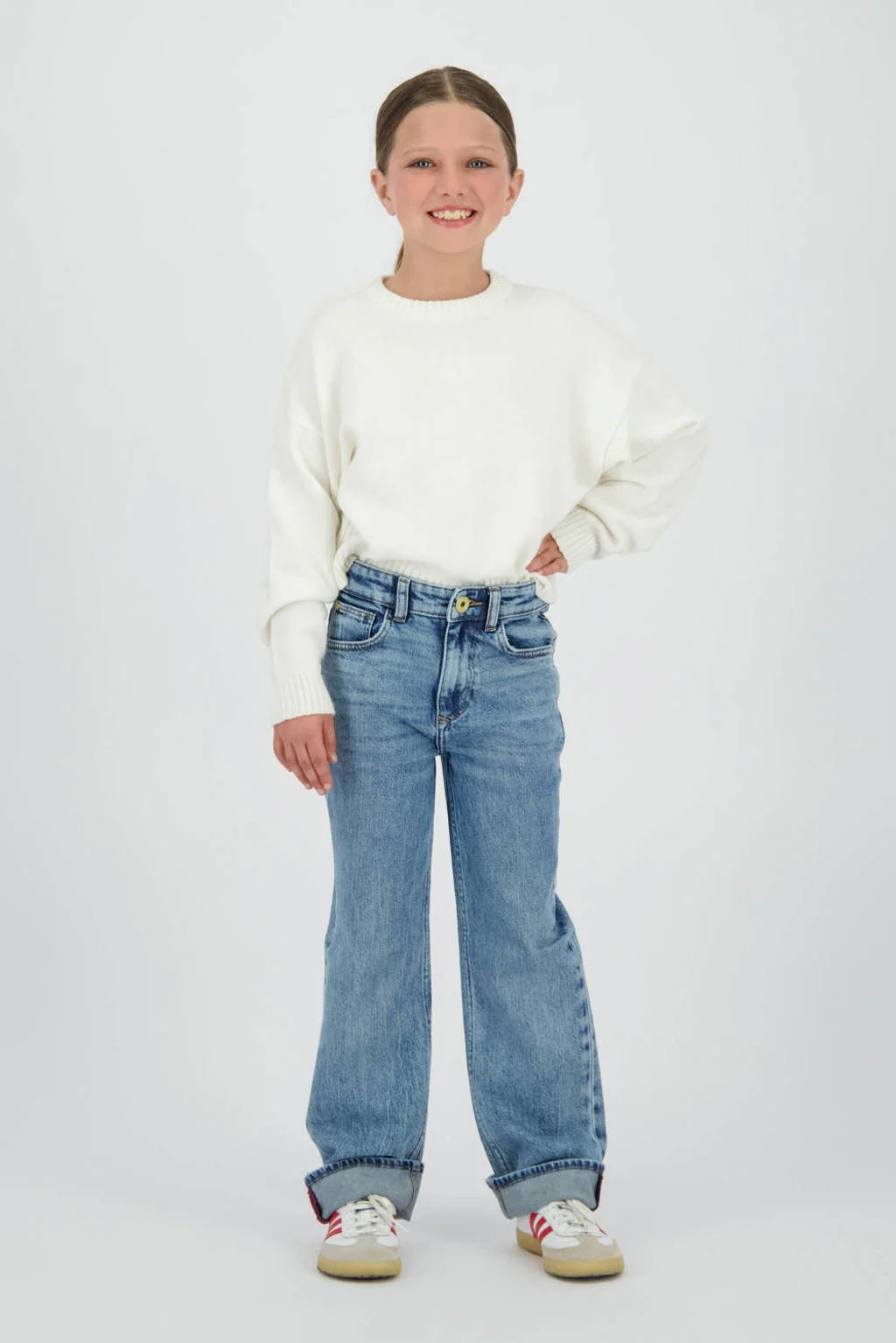 Vingino high waist wide leg jeans medium blue denim