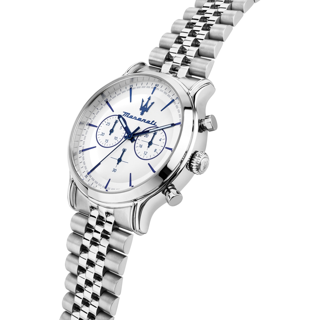 Maserati Epoca Chronograph Edelstahl Silbrig / Weiss