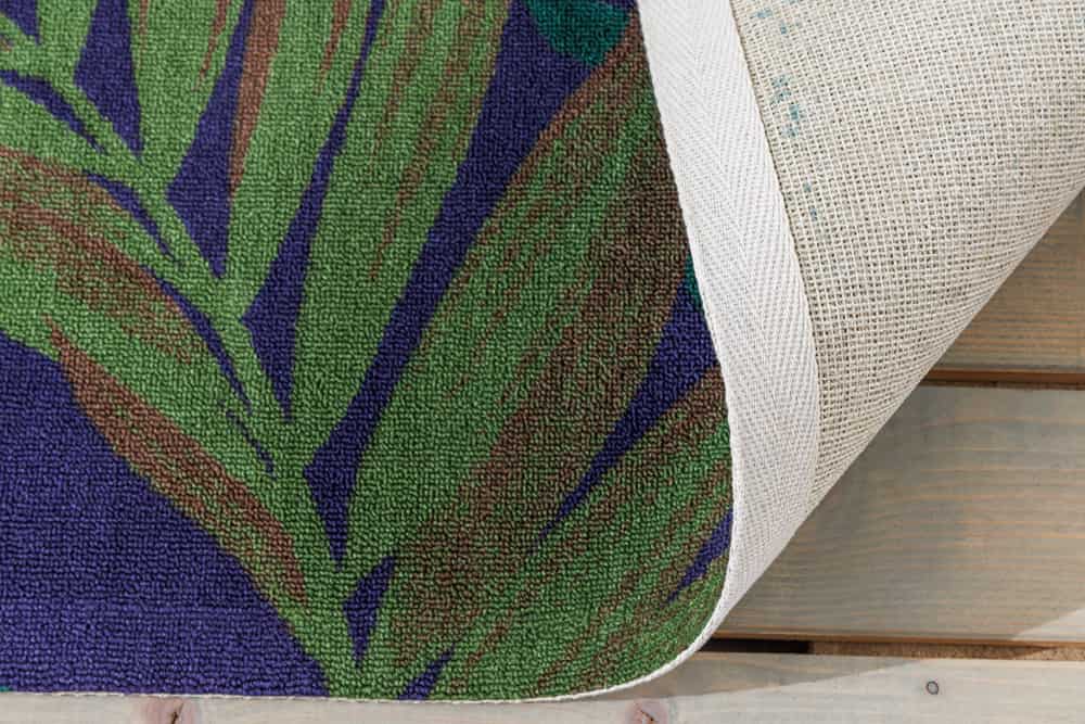 In- und Outdoor Teppich LEAF 180x120cm grün blau Blätter-Design Läufer wetterfest