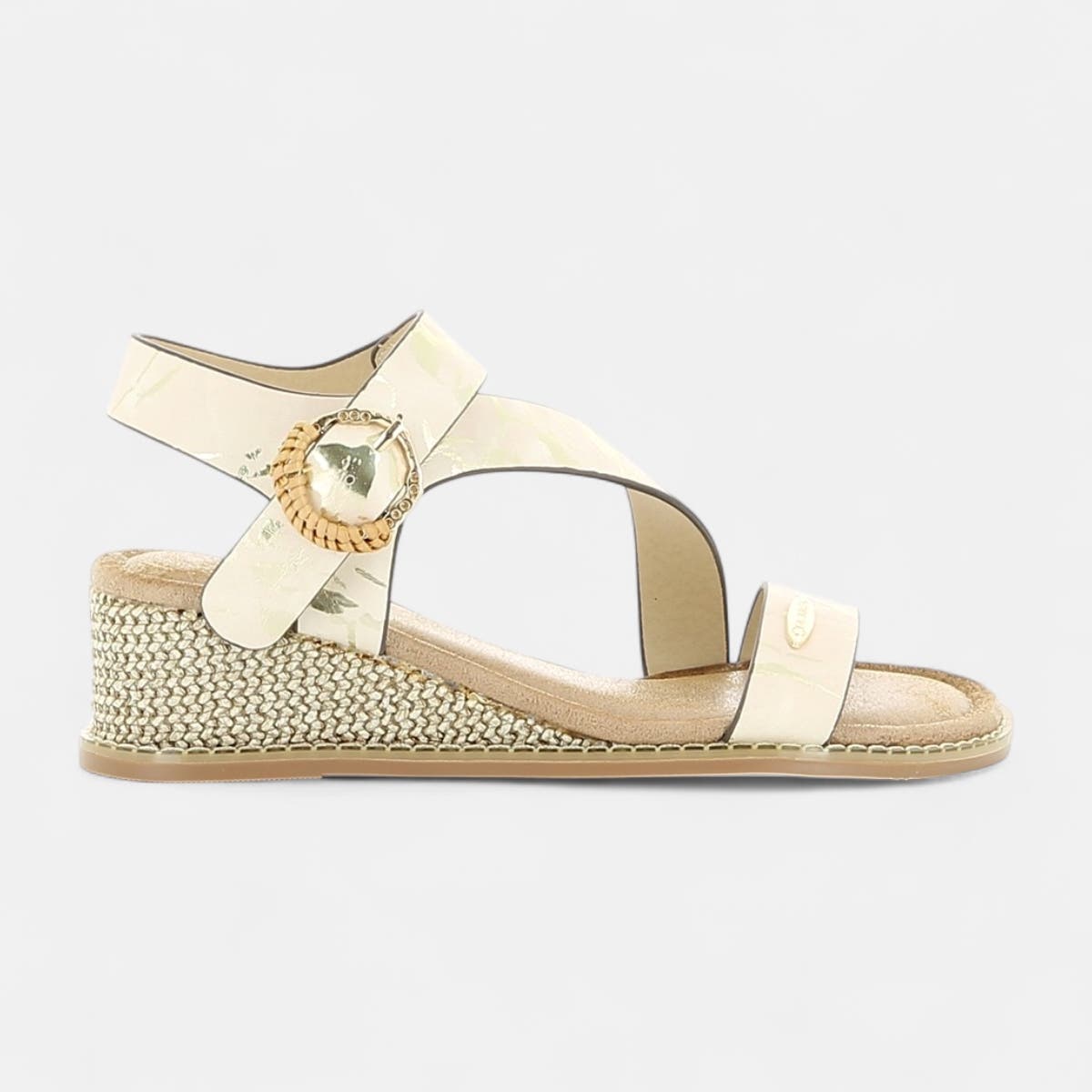 Nu-pieds à talon compensé Femme beige