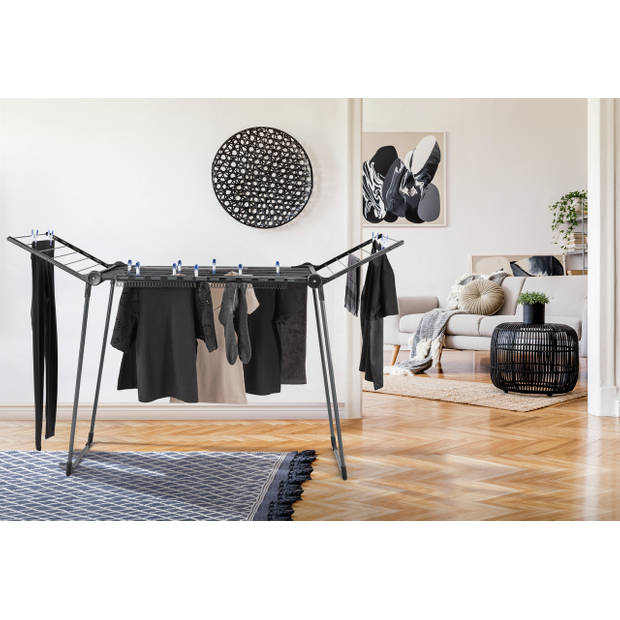 Leifheit Droogrek Pegasus 150 Solid Slim - 15 m drooglengte - Zwart