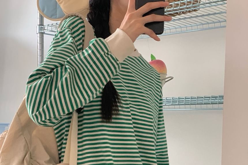 SeoulPop - Gestreept T-shirt met lange mouwen en losse pasvorm