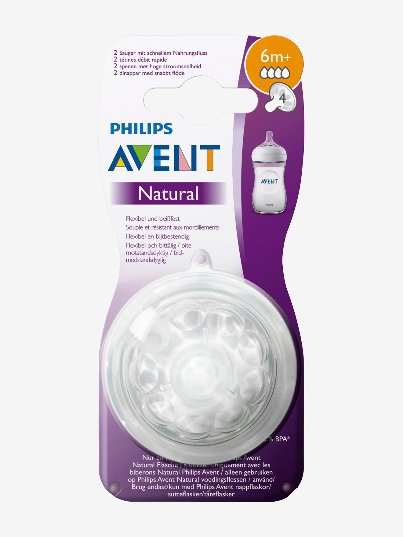 Pacote com 2 bicos Philips AVENT Natural, 5 fluxos, incolores