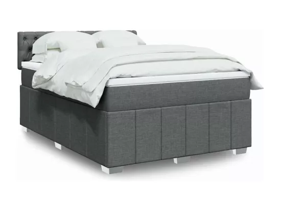 Sommier à lattes de lit avec matelas Gris foncé 140x190cm Tissu