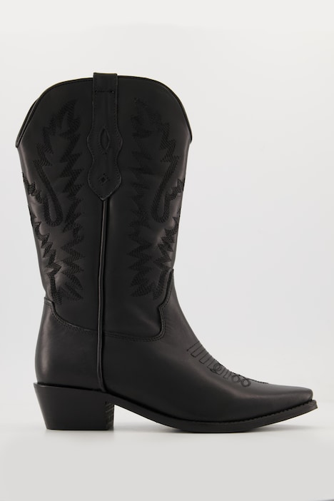Cowboy-Stiefel, Leder, XL-Schaft, Steppnähte