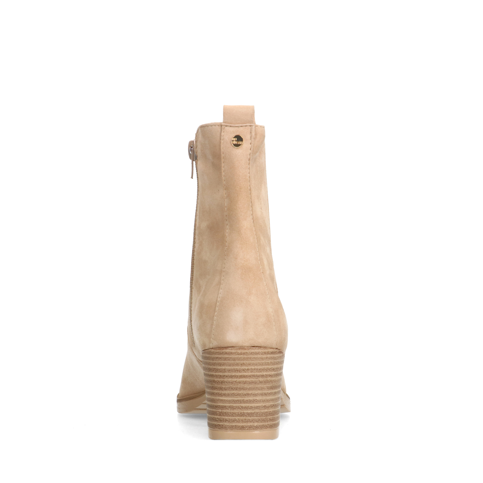 Beige suède enkellaarsjes met hak