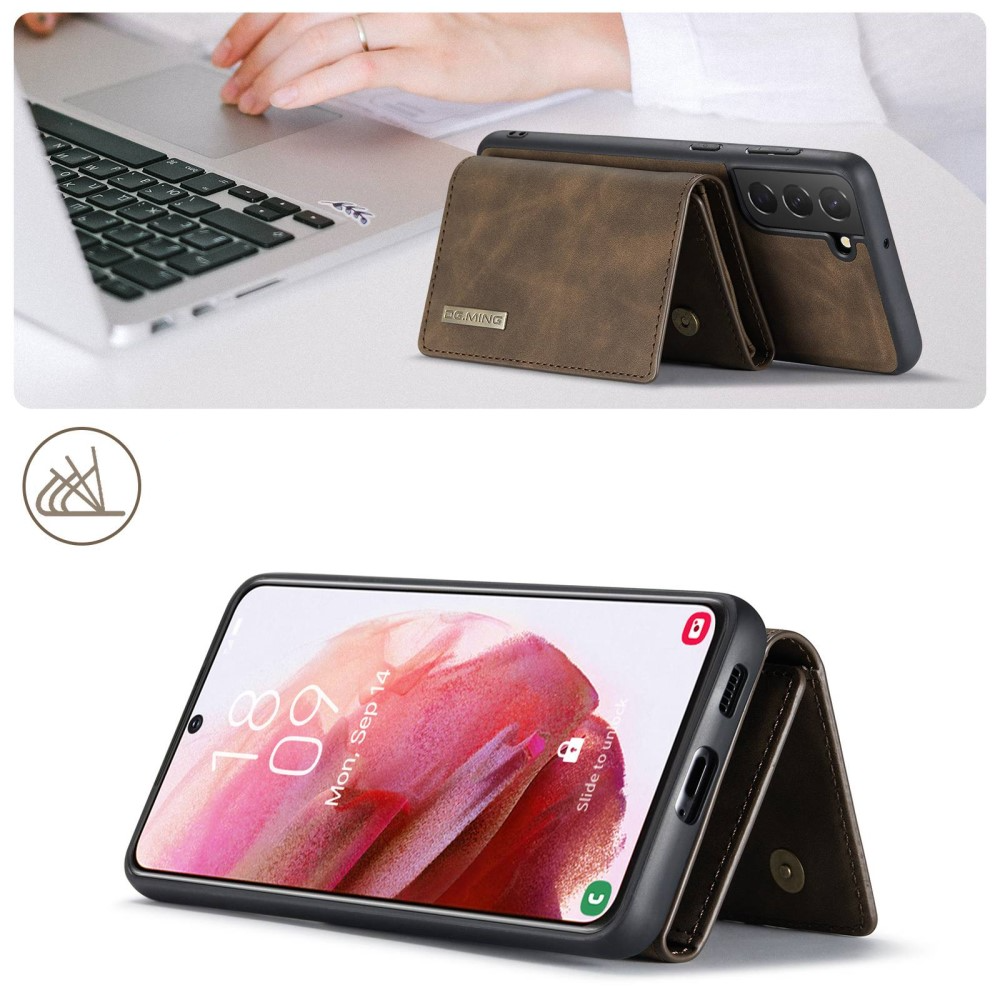 2in1 Samsung Galaxy S23 5G Leder Hülle Wallet   Magnetisches Kreditkartenfach - Dunkelbraun