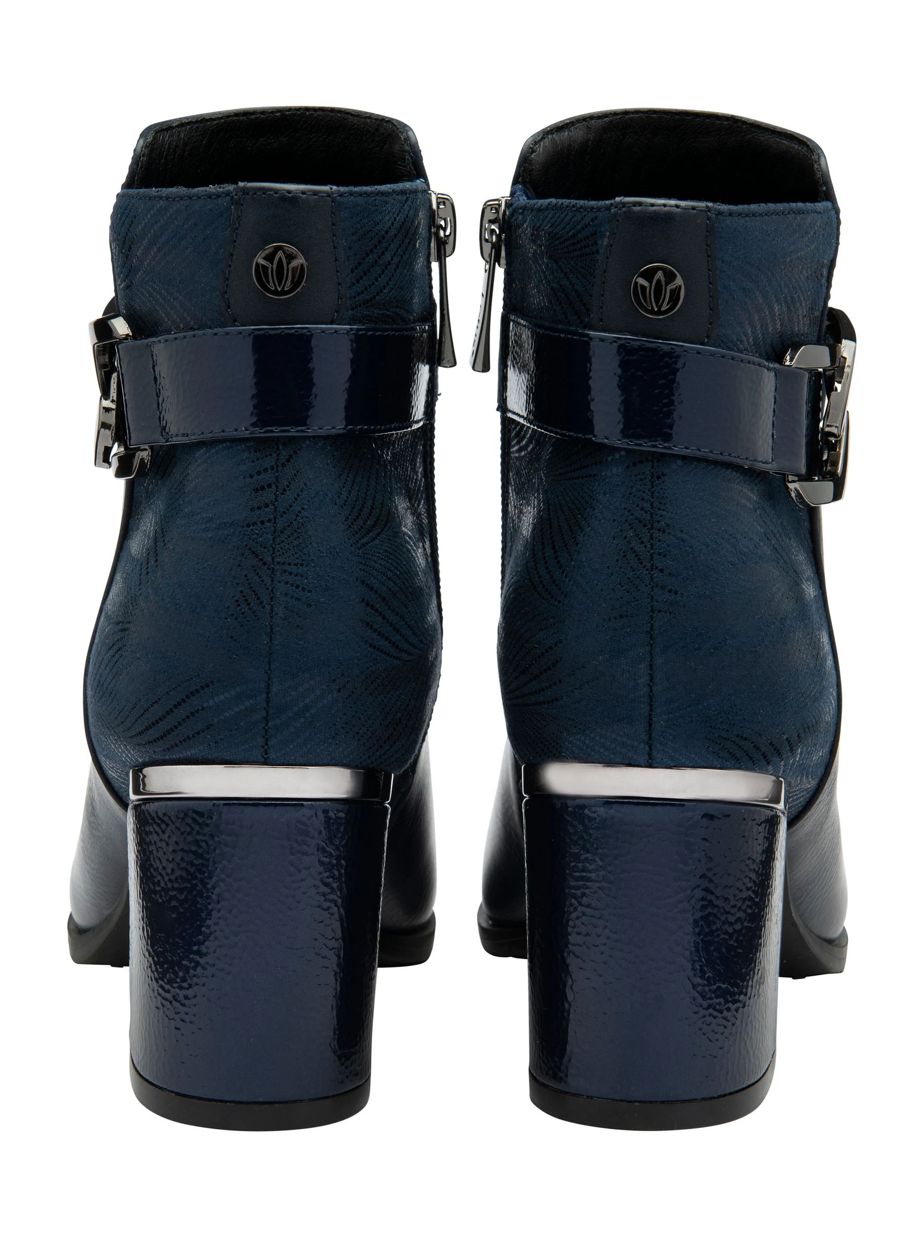 Blauw - Lotus - Lakleren enkellaarzen met veters