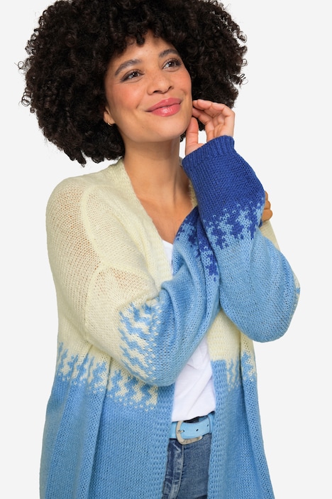 Long-Strickjacke, Farbverlauf, Langarm
