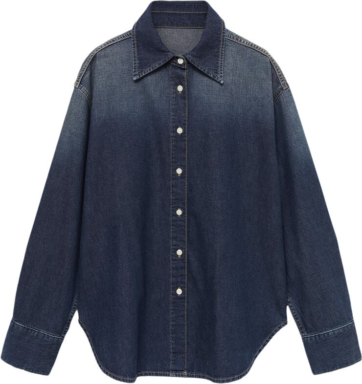 MANGO Oversized denim shirt Open blue