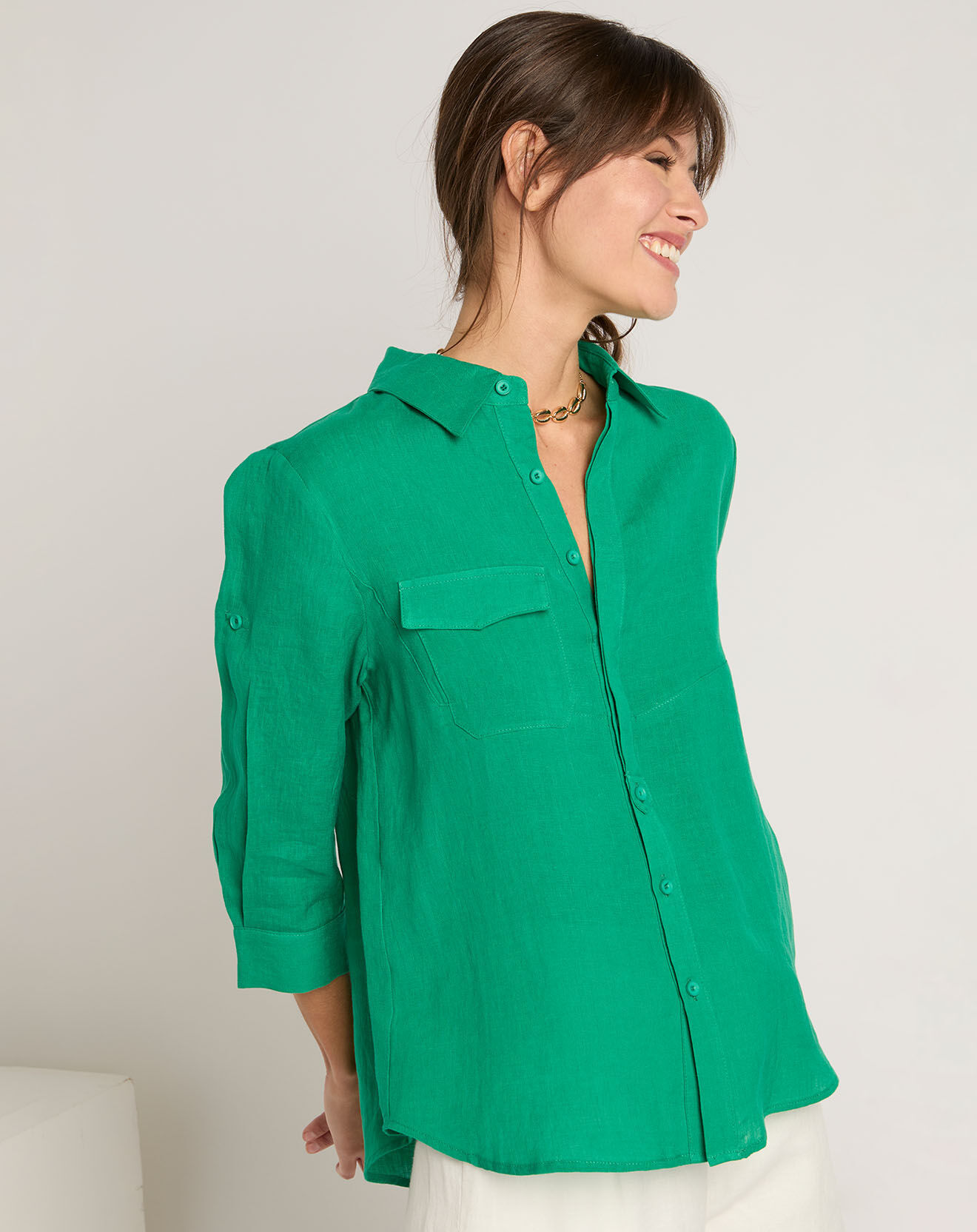 See u Soon Chemise 100% Lin Salomé verte