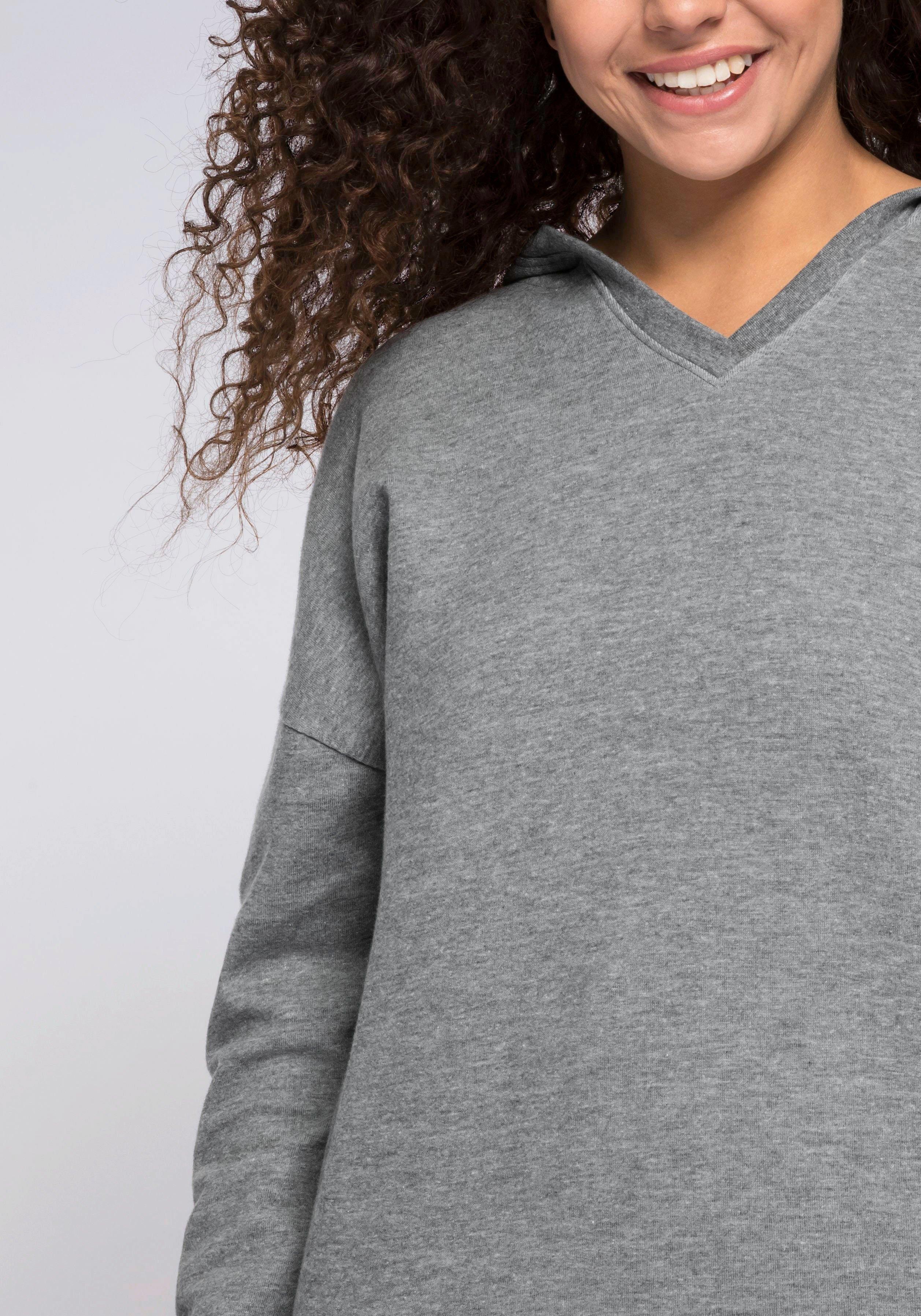 Shirt mit V-Ausschnitt und Kapuze