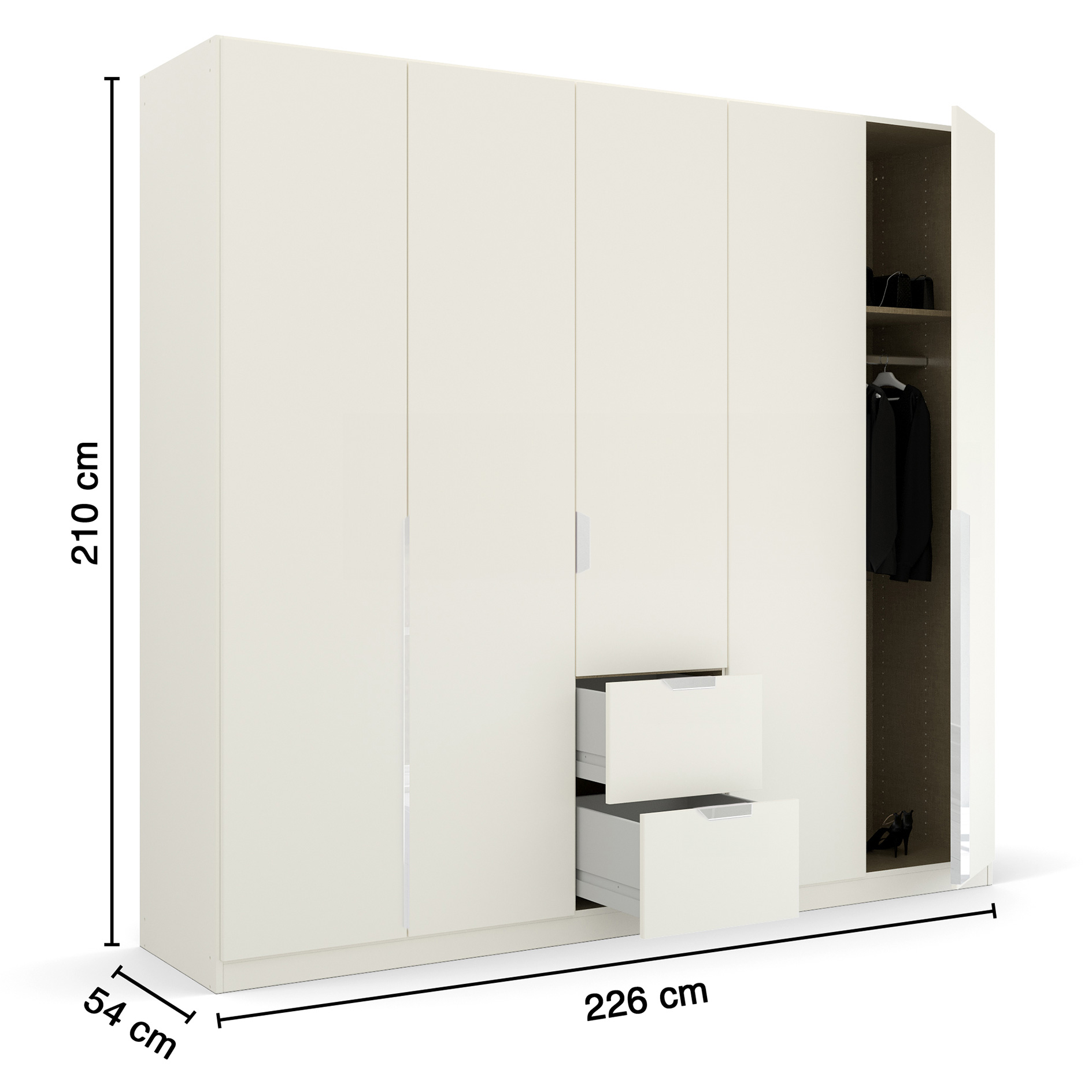 Drehtürenschrank - alpinweiß - 226 cm