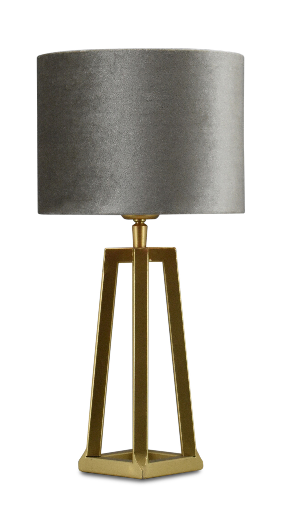 Tafellamp Lorenzo small gold + kap Cilinder 20x20x15cm Fendi velours taupe ( taupe binnenkant )