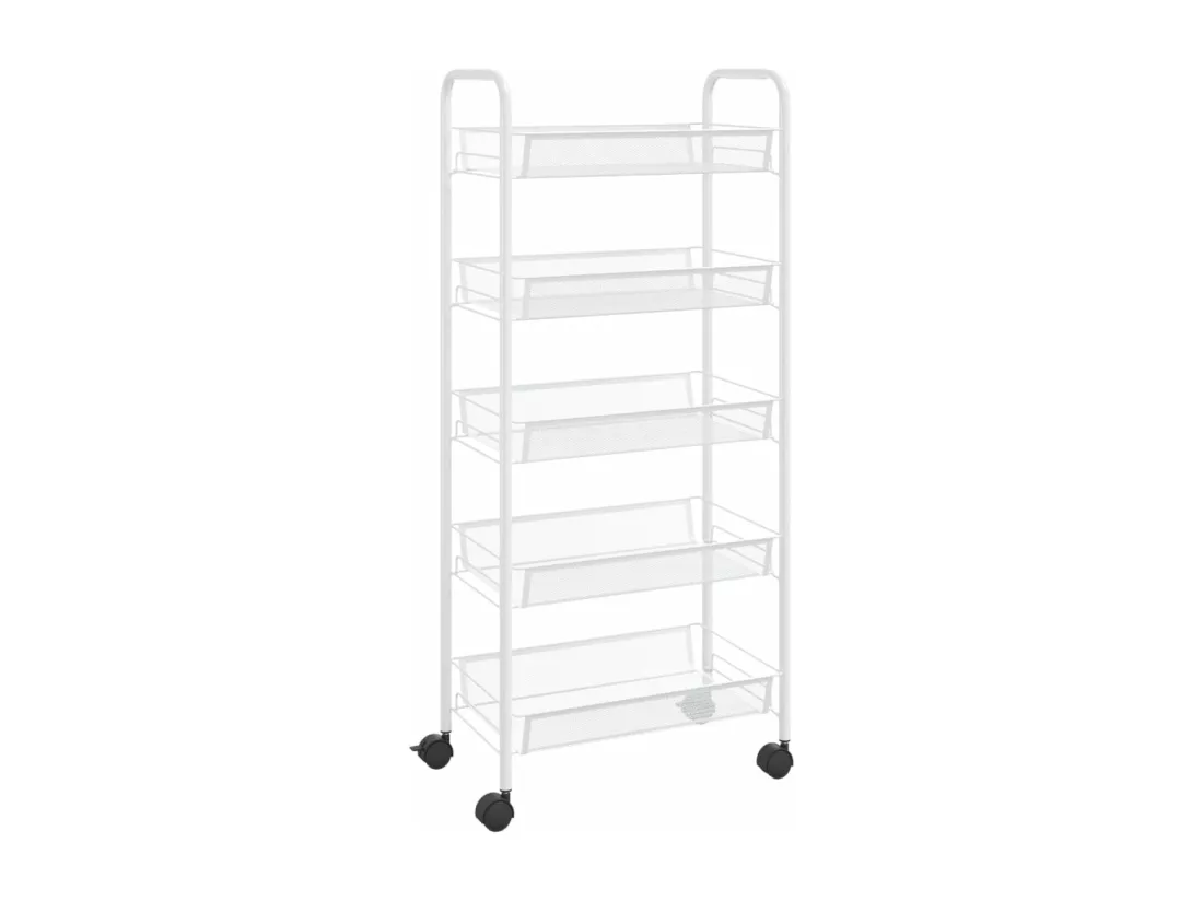 Chariot de cuisine à 5 niveaux Blanc 46x26x105 cm Fer