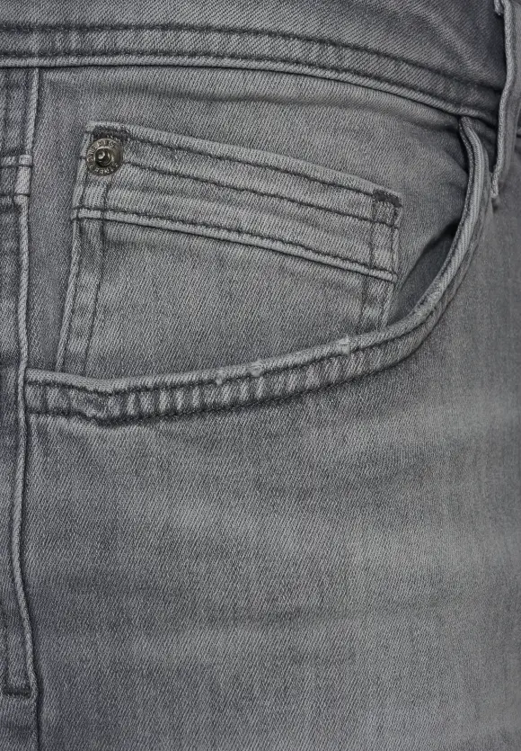 Regular Fit Jeans Bermuda - grey denim random wash