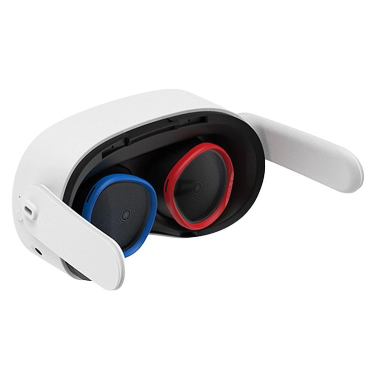 (2er Set) Meta Quest / Oculus Quest 3S / 2 / Rift S / Go Linsen Objektiv Glas Schutz - Rot / Blau