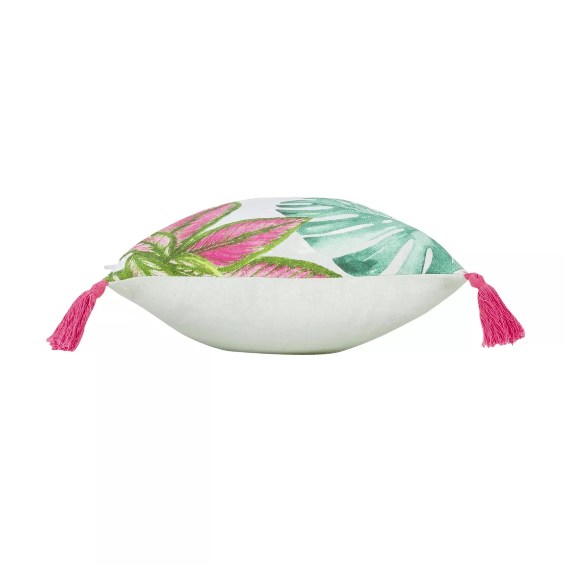 Coussin rectangulaire coton pompons (30 x 50 cm) Louisiane Vert