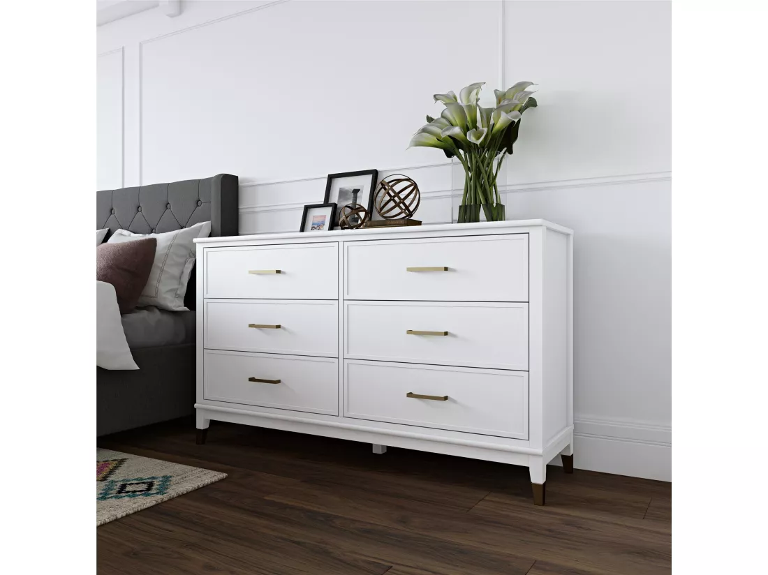 Westerleigh | Commode à 6 tiroirs en MDF blanc