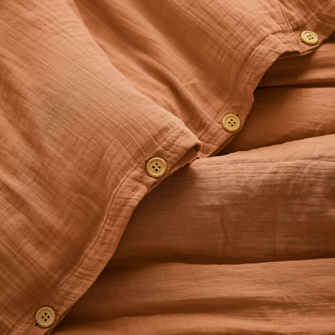 Housse de couette gaze de coton (140 x 200 cm) Gaïa Abricot