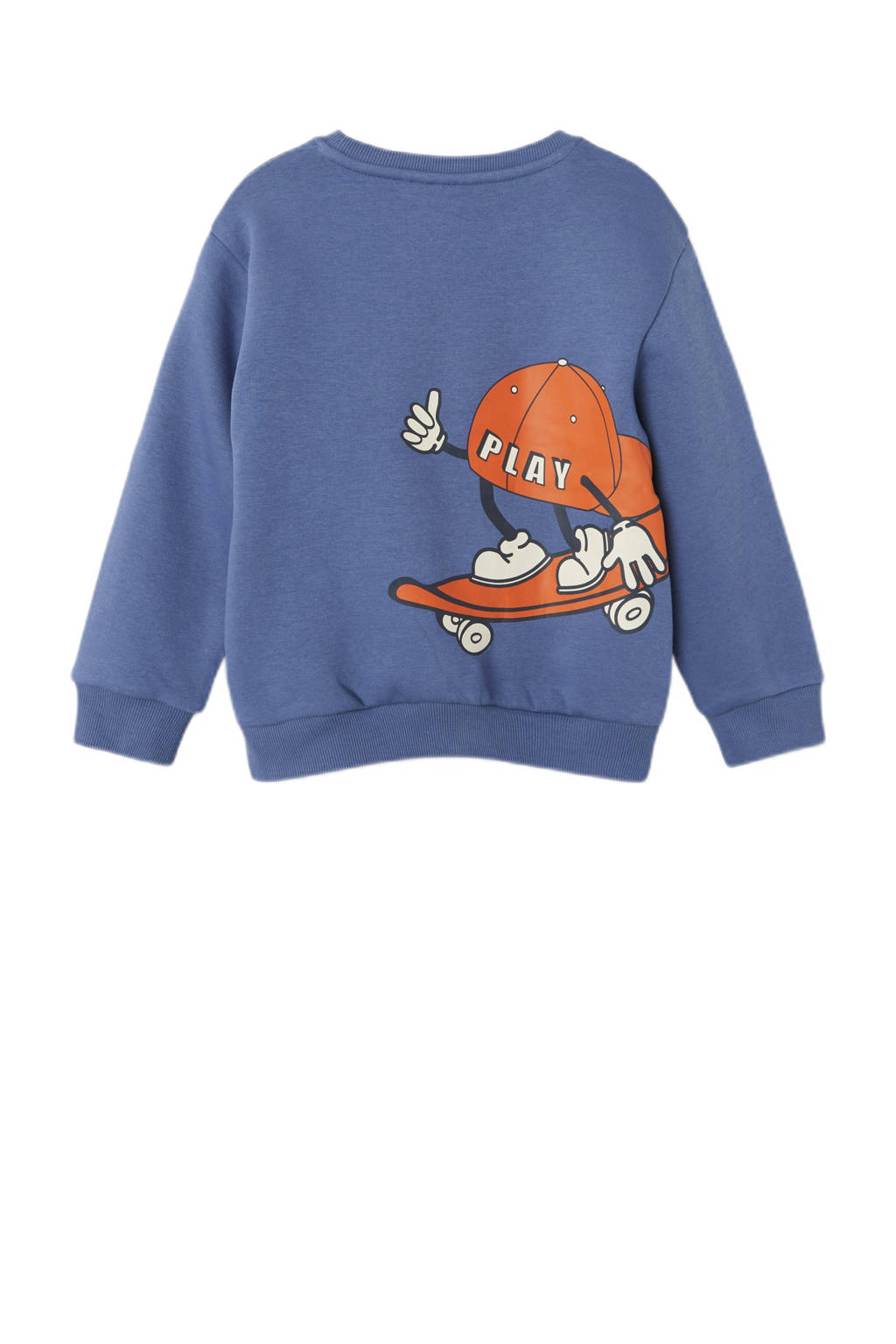 NAME IT sweater NMMOTTO met backprint blauw