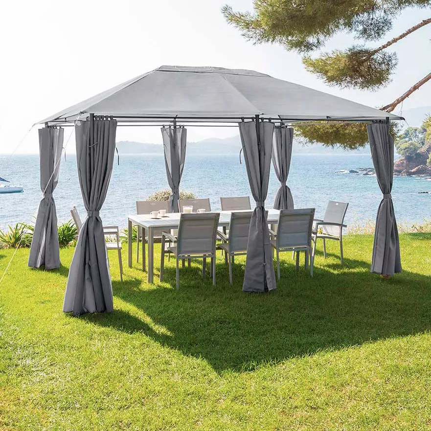 Lot de 6 rideaux de tonnelle Santorini - Ardoise