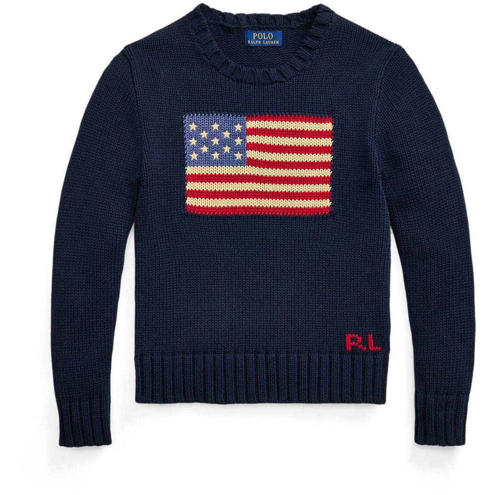 Køb Polo Ralph Lauren Boy Long Sleeved Flag Sweater Hunter Navy