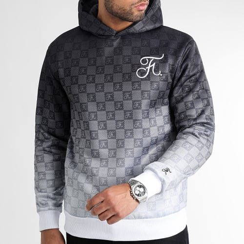 Sweat Capuche Dégradé Avec Broderie 1080 Damier Noir