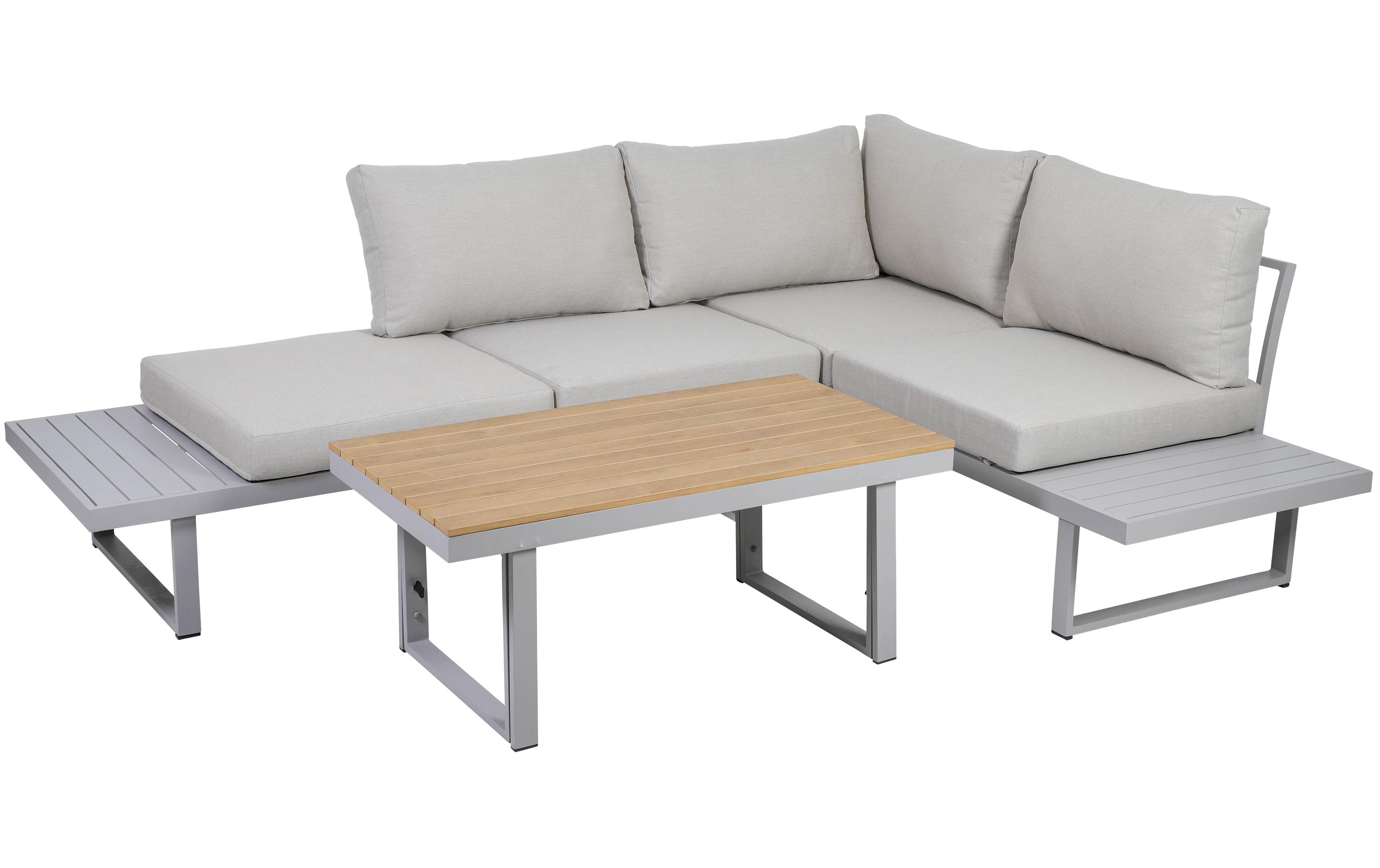 Loungeset Aruba, Grau, 3 Sitzplätze<br>Lounge-Set für Garten, Wintergarten, Terrasse und Sitzecken im Indoor-Bereich