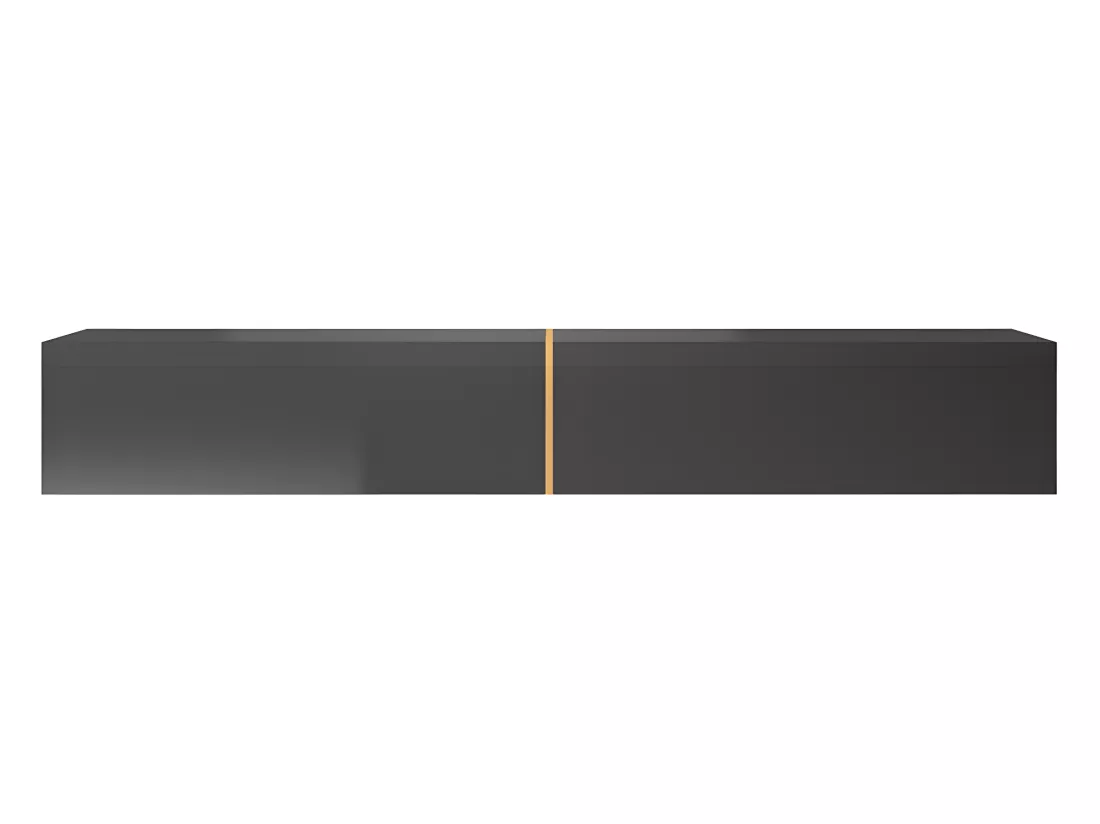 Meuble TV 200 cm - noir avec insert doré - BISIRA