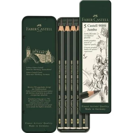 Faber-Castell Bleistift CASTELL 9000 Jumbo, 5er Etui