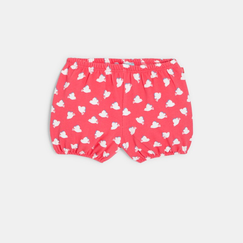 T-shirt col volanté et short molleton oiseaux rose bébé fille Rose