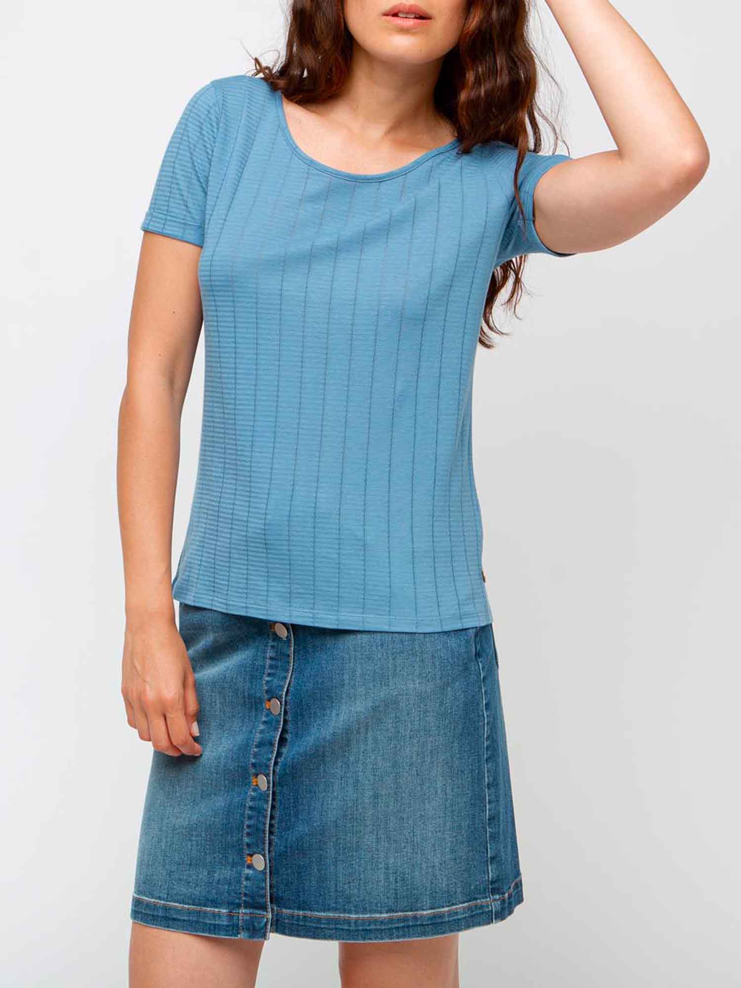Tee-Shirt Femme Coton Fin Bleu Marine