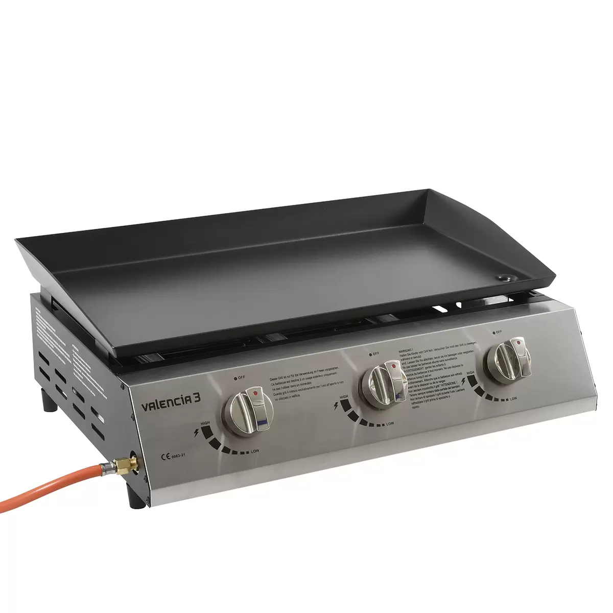 Gas Plancha Valencia 3 Brenner BBQ Dragon schwarz,silber
