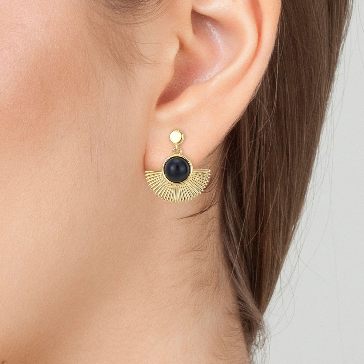 Boucles d'oreilles par SC Bohème ornées d'obsidiennes
