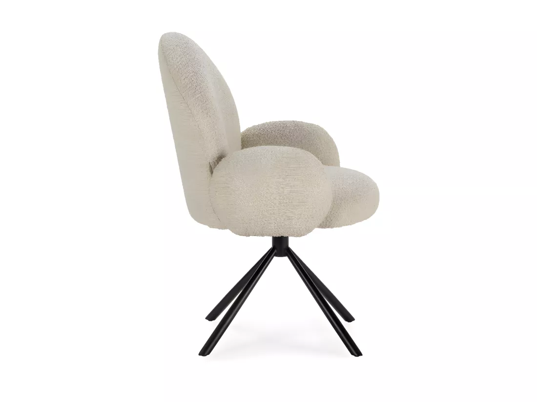 Douro - Chaise de bureau en tissu bouclette et métal - Écru