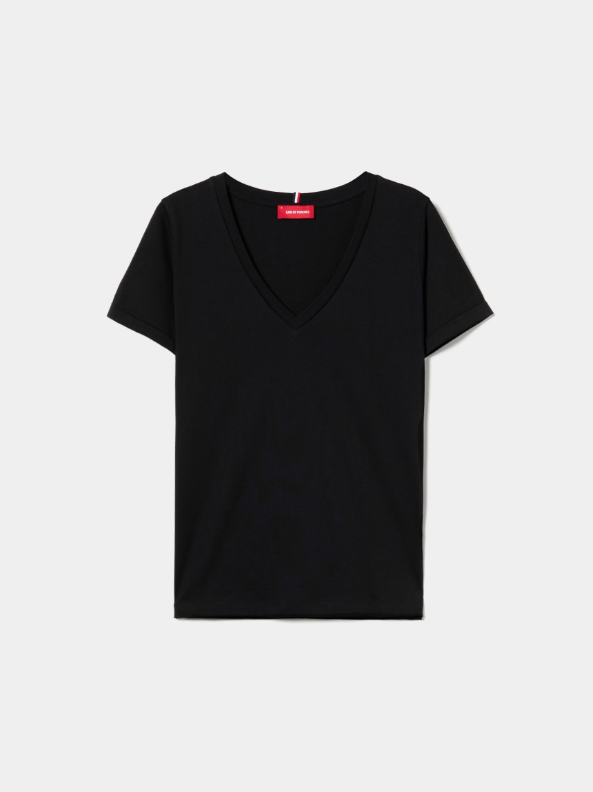 T-shirt de algodão decote em V